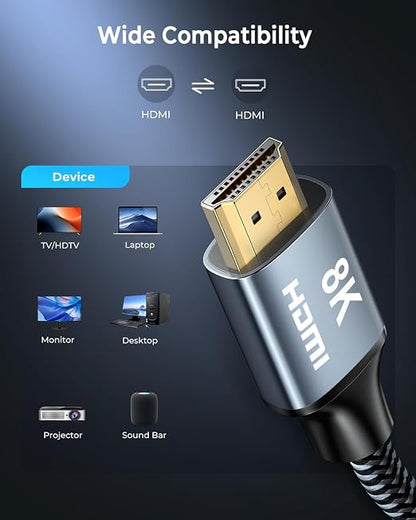 8K HDMI Cable 1ft, 48Gbps High Speed HDMI 2.1 Cable, HDMI Cord 8K@60Hz 4K@120Hz - Image 7