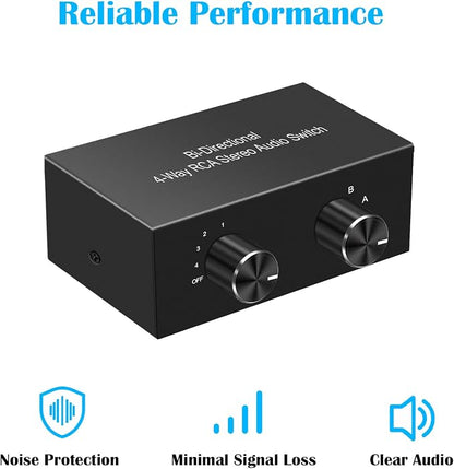 Y.D.F 4-Way Bi-Directional RCA Switch, HiFi AV L/R Sound Channel 2 in 4 Out or - Image 5