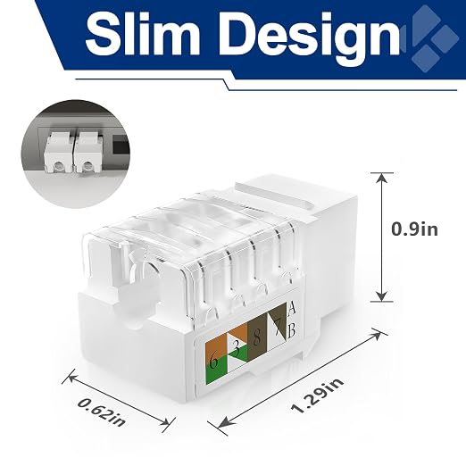 Cat6 Keystone Jacks 12-Pack, RJ45 Keystone Jack 90 Degree Punch Down, Ethernet - Image 5