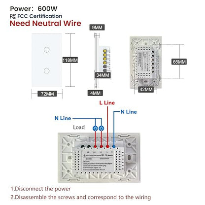 Zigbee Smart Switch Neutral Wire Required Need Zigbee Hub, 4.65 X 2.83 X 1.34 - Image 2