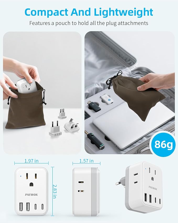 International Power Adapter Set, US to Worldwide Universal Travel Adapter- 4 AC - Image 7