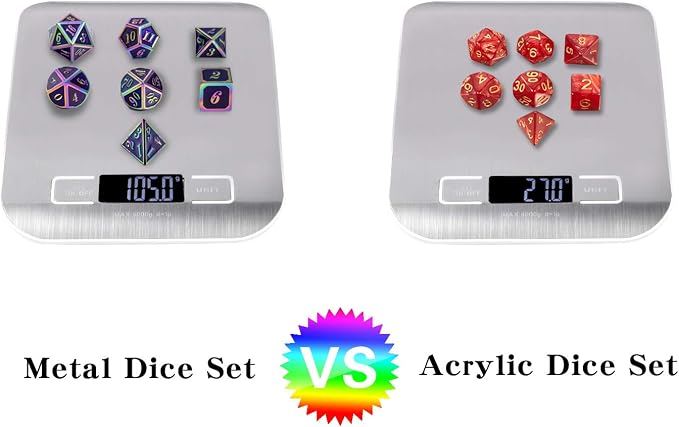 Purple Metal Dice Set D&D, DNDND 7 Die Enamel Polyhedral DND Dice Set - Image 7
