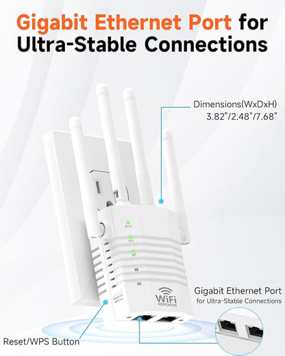 WiFi Extender Signal Booster for Home, 1200Mbps Dual Band 2.4GHz/5GHz WiFi - Image 8