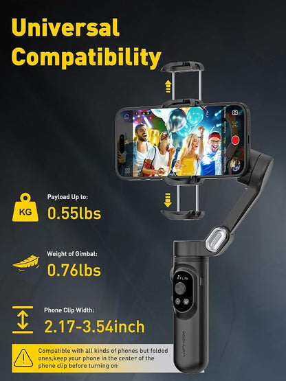 3-Axis Gimbal Stabilizer for iPhone 15/14/13 Pro Max Android, Foldable - Image 6