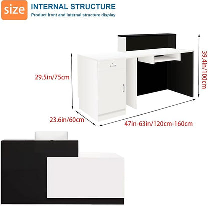Reception Desk with Counter Modern Checkout Counter with Lockable Drawer - Image 4