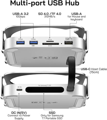 M-ac Mini M4 Dock with 4TB Sam-Sung T7 Portable SSD Enclosure, 7-in-1 Aluminum - Image 2