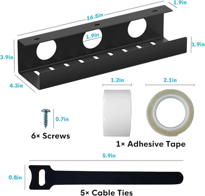 Self-Adhesive Under Desk Cable Management Tray 2 Pcs Steel Under Desk Wires - Image 6