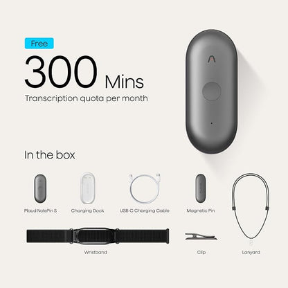 Plaud NotePin S AI Voice Recorder, Wearable AI Notetaker, AI Transcribe & - Image 8