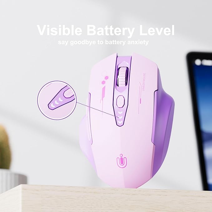 Bluetooth Mouse, Visible Battery Level, Tri-Mode Rechargeable Ergonomic Mouse - Image 3