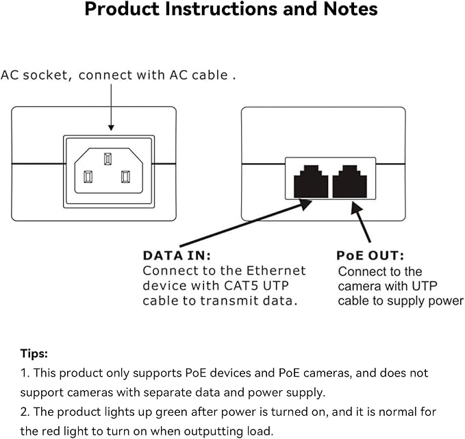 Gigabit PoE+ Injector Adapter - 30W 48V Power Over Ethernet Plus - - Image 9