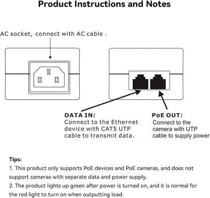 Gigabit PoE+ Injector Adapter - 30W 48V Power Over Ethernet Plus - - Image 9