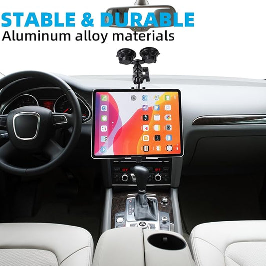 Aluminum Tablet Holder for All iPad, 360° adjustable Secure Double Suction Cup - Image 2