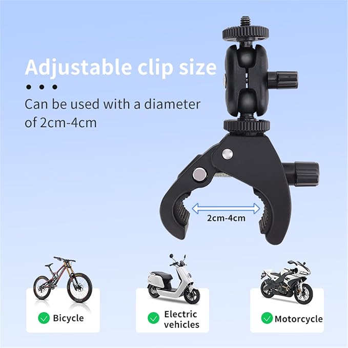 Action Camera Clamp Mount Bike Handlebar Mounts, Universal Compatible - Image 4