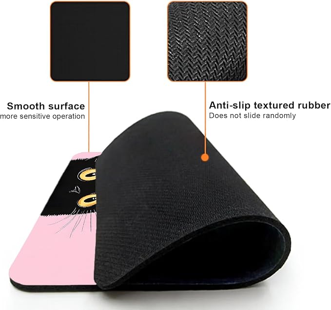 Mouse Pad, Cute Pink Black Cats Mouse Pads - Image 3