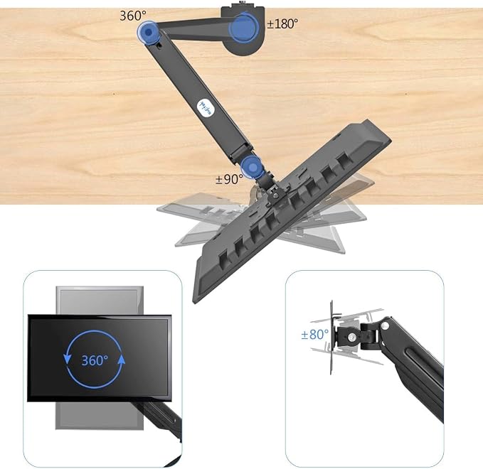Suptek Monitor Mount Gas Spring Monitor Arm Desk Mount Fully Adjustable Fits 17 - Image 5