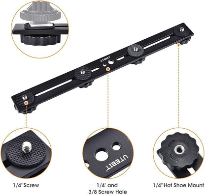 UTEBIT 11 inch Flash Bracket, Long Dual Camera Mount Flash Bracket Extension Bar - Image 2