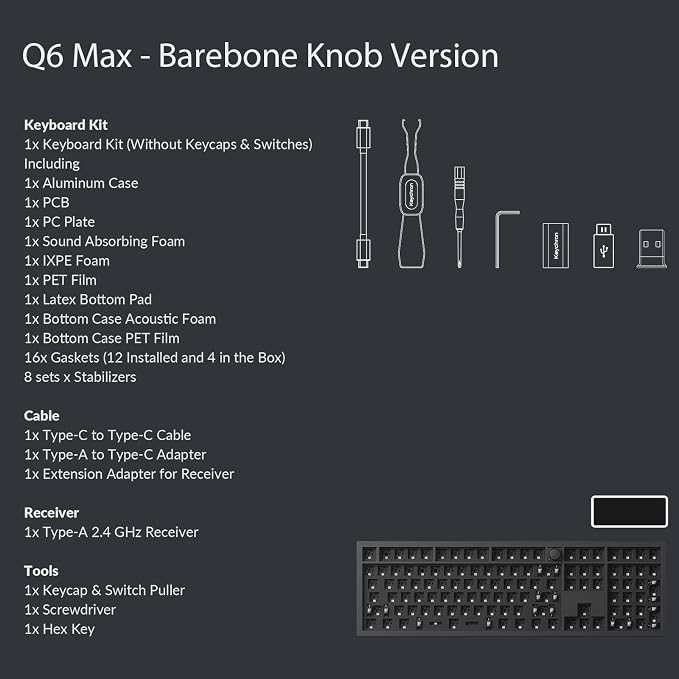 Keychron Q6 Max QMK/VIA Wireless Custom Mechanical Keyboard Barebone Knob - Image 8