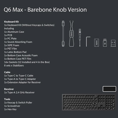 Keychron Q6 Max QMK/VIA Wireless Custom Mechanical Keyboard Barebone Knob - Image 8