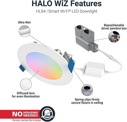 HALO HLB4069WZRGBWMWR 4” Smart Wi-Fi Slim Canless LED Downlight Powered by WiZ - Image 4
