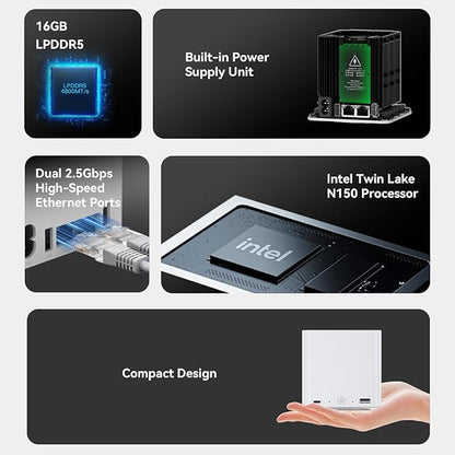 Beelink ME Mini PC, Desktop NAS Intel N150 16G LPDDR5, 1TB M.2 PCIe 3.0x1 SSD - Image 3