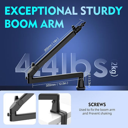Low Profile Mic Arm 15cm Extra Riser Adjustable Mic Boom Arm Metal Desk Mounted - Image 4