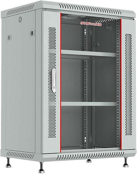 15U Wall Mount Server Rack Cabinet – 19" Network Rack Enclosure, PDU & Shelf by SYSRACKS
