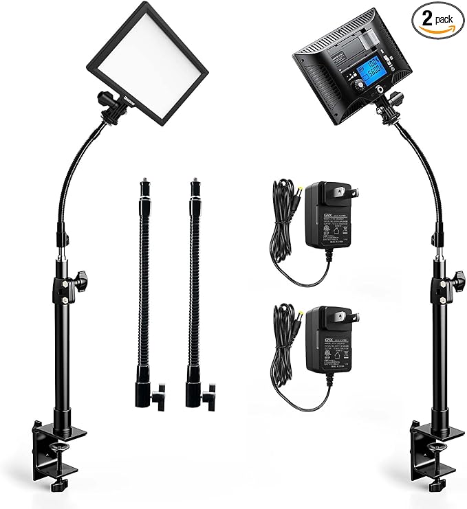 2-Pack Key Light Panel Kit, LED Video Light Dimmable Bi-Color 3200-5600k Video by Dazzne