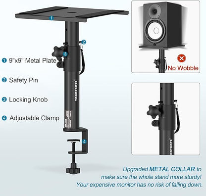 Set of 2 Studio Monitor Stands Desktop Speaker Stands Height Adjustable 12" to - Image 2