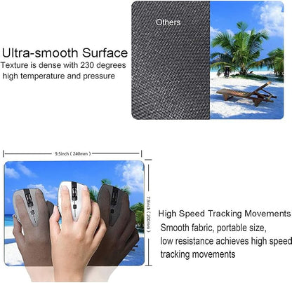 Tropical Beach Mouse Pad, Coconut Palm Trees Shadows on Hawaii Shore Summer - Image 3