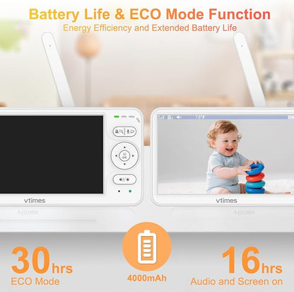 VTimes Baby Monitor with Camera and Audio, Baby Monitor No WiFi Night Vision - Image 5