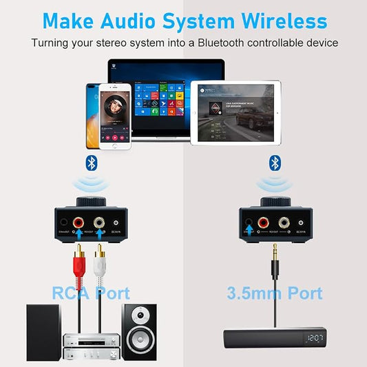 YMOO B06T3 Bluetooth 5.3 Receiver, 100ft RCA Bluetooth Audio Adapter - Image 2