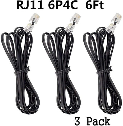 Phone Cord, 6P4C Black Phone Telephone Extension Cord Cable Line Wire RJ11 6P4C - Image 5