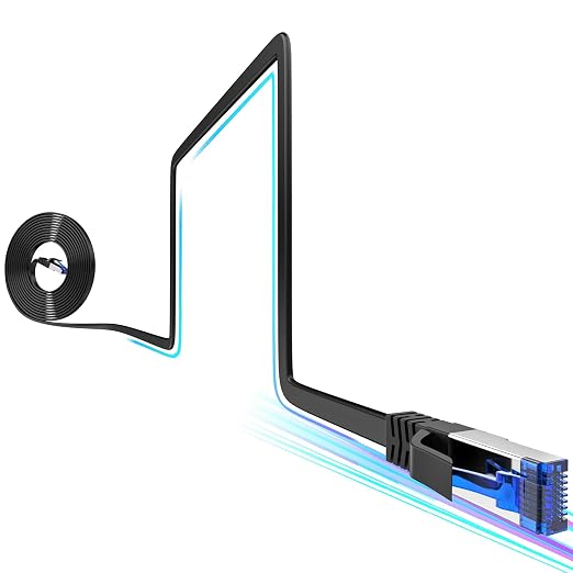 Cat8 Flat Ethernet Cable 3 FT Indoor & Outdoor, Invisable Ultra-Thin Ethernet by 10Gsupxsel