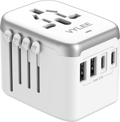 Universal International Power Travel Plug Adapter, 5 in 1 European Travel Plug by VYLEETechnology