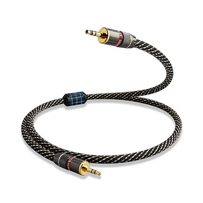 Audiophile HiFi Audio Cable–3.5mm to 3.5mm, 6N OFC Core, 24K Gold-Plated Plugs by YYTCG