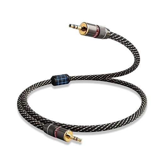 Audiophile HiFi Audio Cable–3.5mm to 3.5mm, 6N OFC Core, 24K Gold-Plated Plugs by YYTCG
