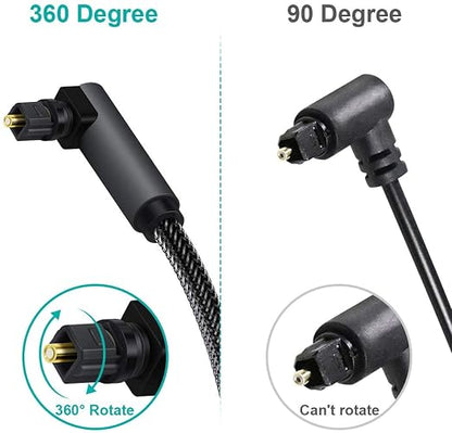 EMK 90 Degree Toslink Optical Cable 360 Degree Free-Rotating Plug Fiber Optic - Image 5