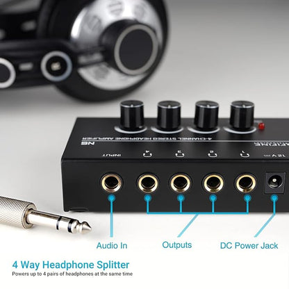 Fifine Headphone Amplifier 4 Channels Metal Stereo Audio Amplifier, Mini - Image 9