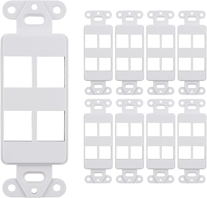 10 Pack Keystone Wall Plate 4 Port, Cat6 Cat5, Home & Office Installations by SATMAXIMUM