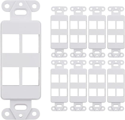10 Pack Keystone Wall Plate 4 Port, Cat6 Cat5, Home & Office Installations by SATMAXIMUM
