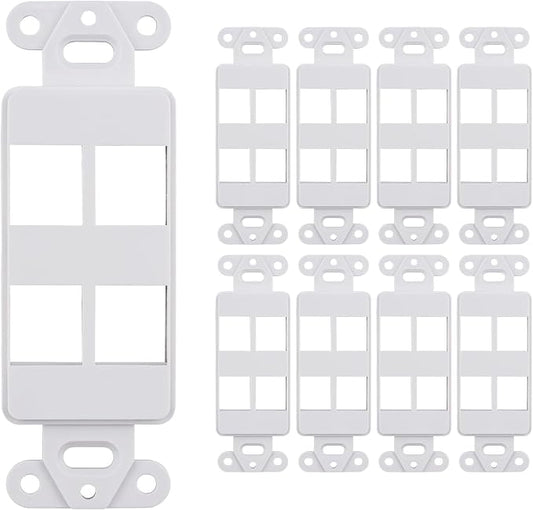 10 Pack Keystone Wall Plate 4 Port, Cat6 Cat5, Home & Office Installations by SATMAXIMUM