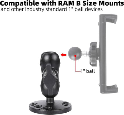 1" Ball Double Socket Arm with AMPS Hole Round Plate Base, Aluminum Alloy - Image 3