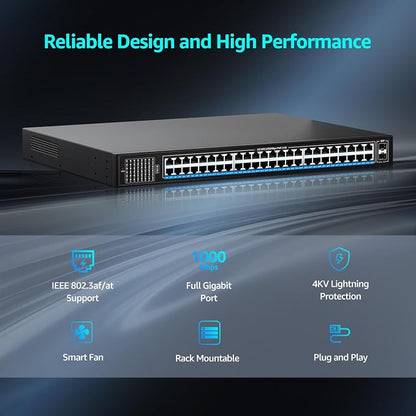 48 Port Gigabit PoE Switch Unmanaged - Image 3