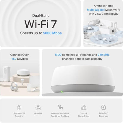 TP-Link Deco 7 BE25 Dual-Band BE5000 WiFi 7 Mesh Wi-Fi Router | 4-Stream - Image 3