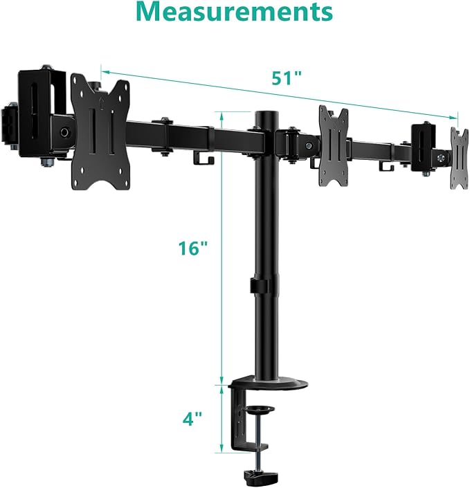 WALI Triple Monitor Mount, Heavy Duty Triple Monitors Stand - Image 7