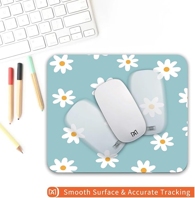Square Mouse Pad Little Daisy, Personalized Premium-Textured Custom Mouse Mat - Image 4