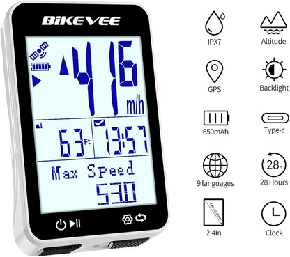 GPS Bike Computer Wireless Bicycle Speedometer Odometer 9 Languages Auto - Image 8