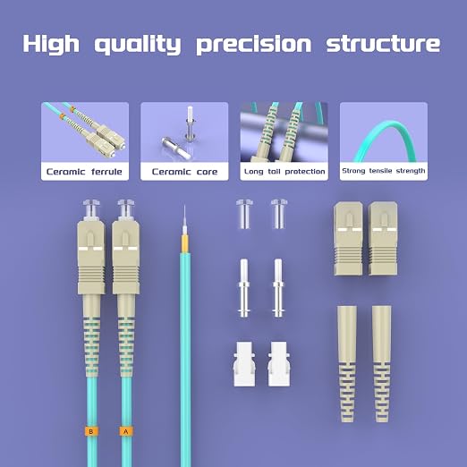 Fiber Patch Cable 20ft/6meters SC/UPC to SC/UPC OM3 10Gb/Gigabit MultiMode - Image 4