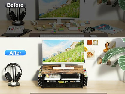 Desk Organizer and Accessories, Computer Monitor Stand Riser - Image 2