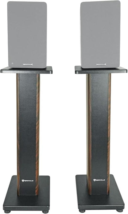 Rockville Pair RHT28D 28" Bookshelf Speaker Stands, Dark Wood Grain, 60 lbs - Image 7